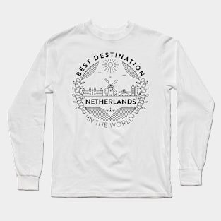 Netherlands Minimal Badge Design Long Sleeve T-Shirt